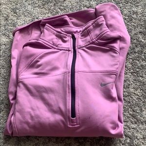 Nike purple 1/4 zip fleece running jacket